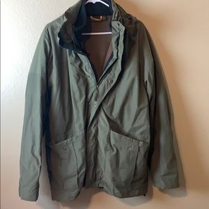 Men’s Timberland army green hooded jacket sz M